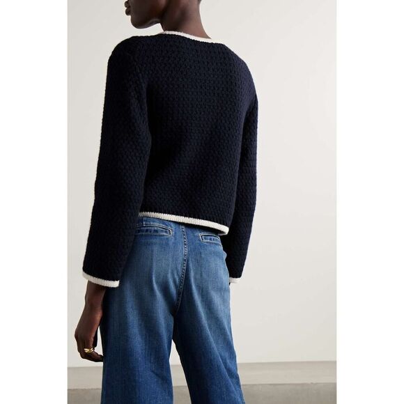 NILI LOTAN Perah wool jacket Dark Navy/Ivory size Large - Picture 2 of 13